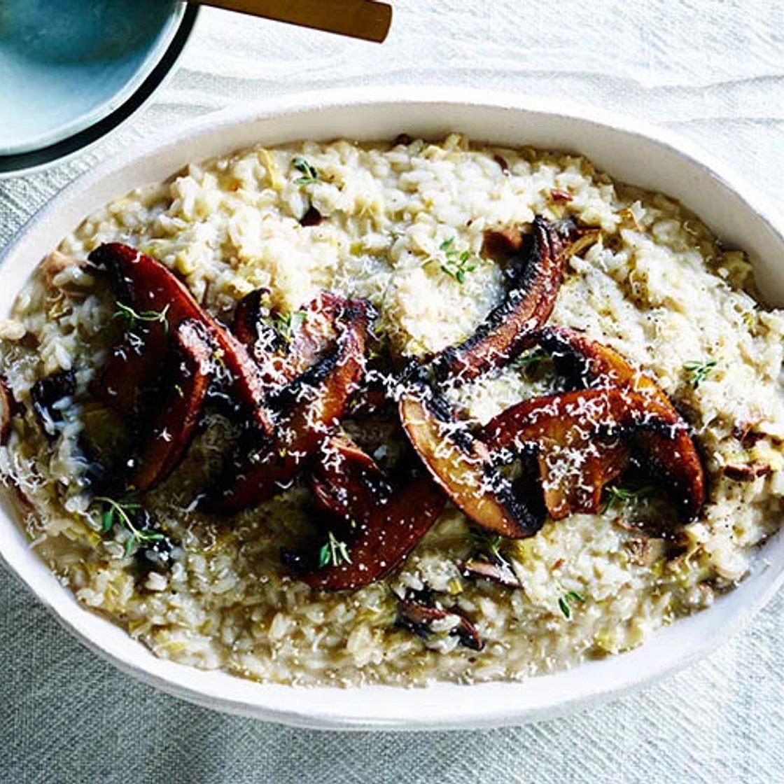 Leek, mushroom and thyme risotto