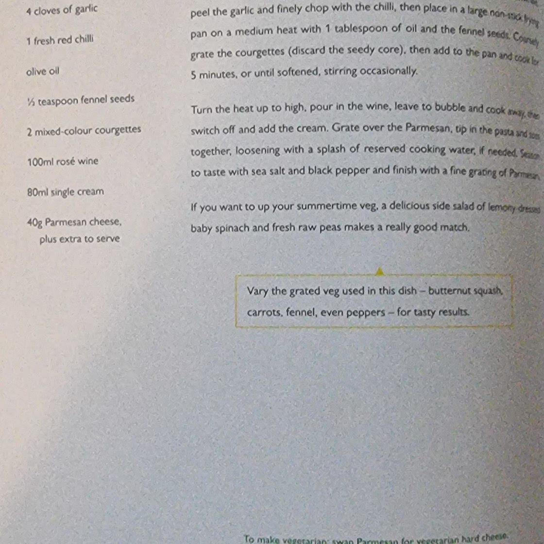 Courgette pasta - Jamie's Veg page xx