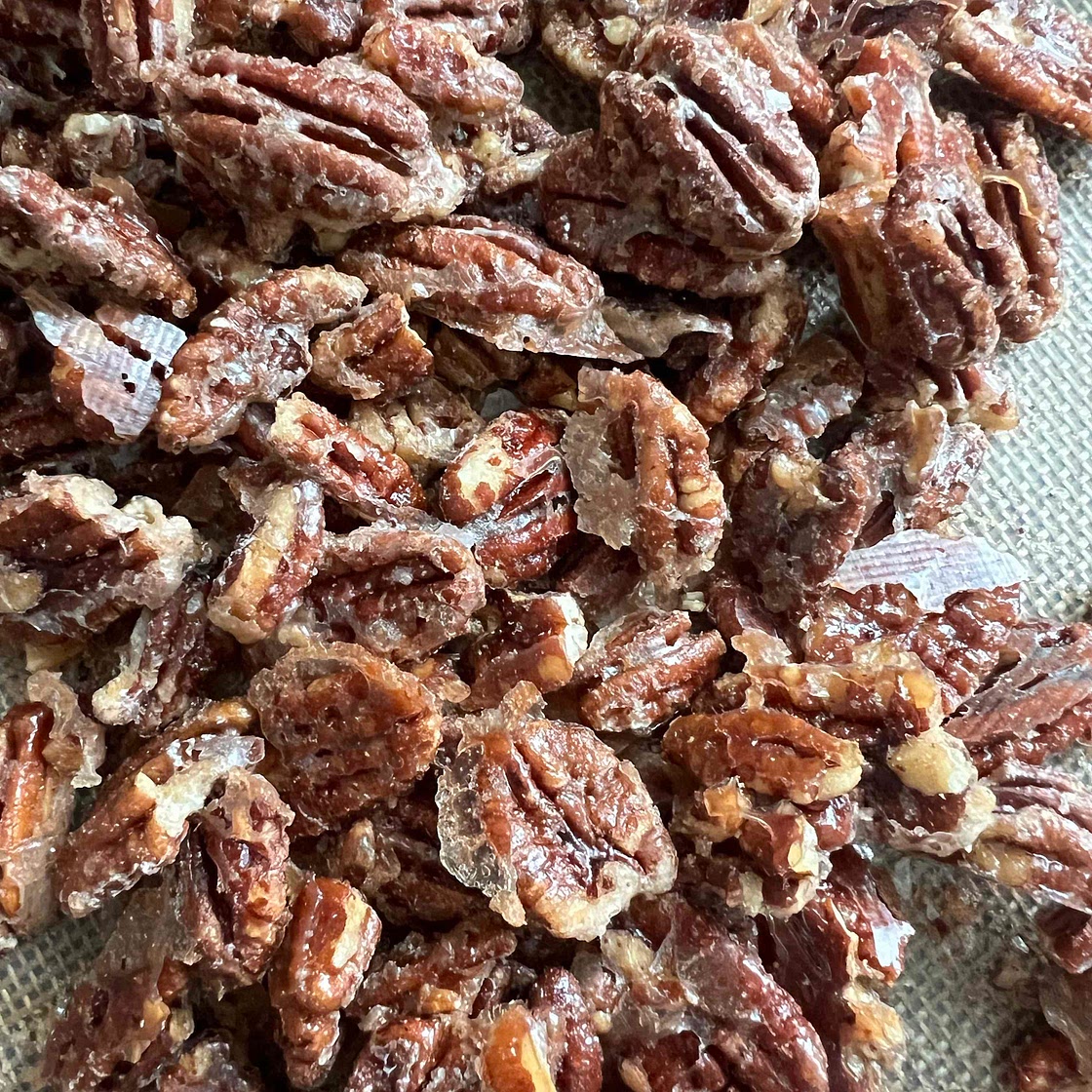 Easy Sweet + Spicy Candied Pecans