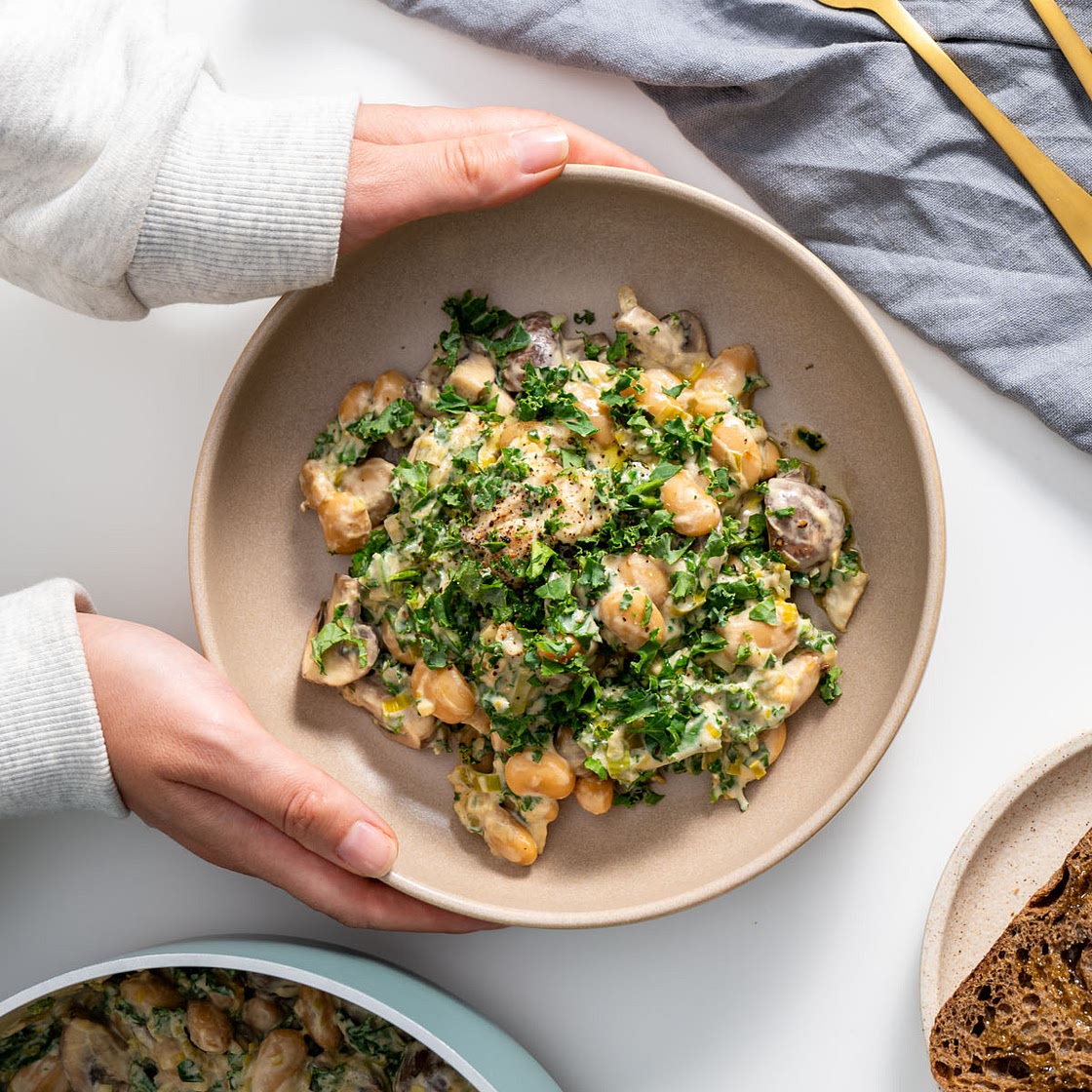 High Protein Creamy Miso Butter Beans with Kale