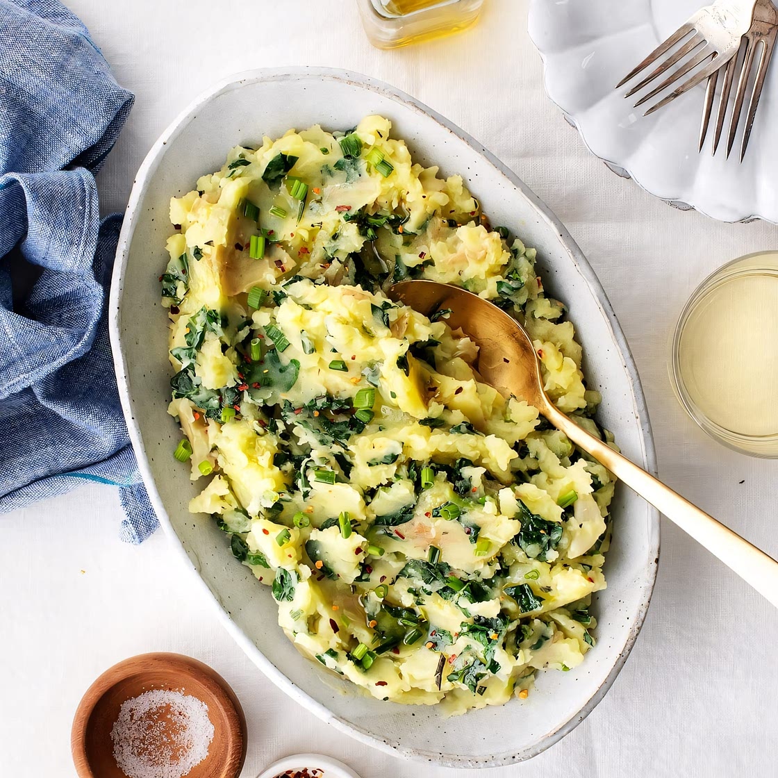 Kale & Olive Oil Vegan Mashed Potatoes