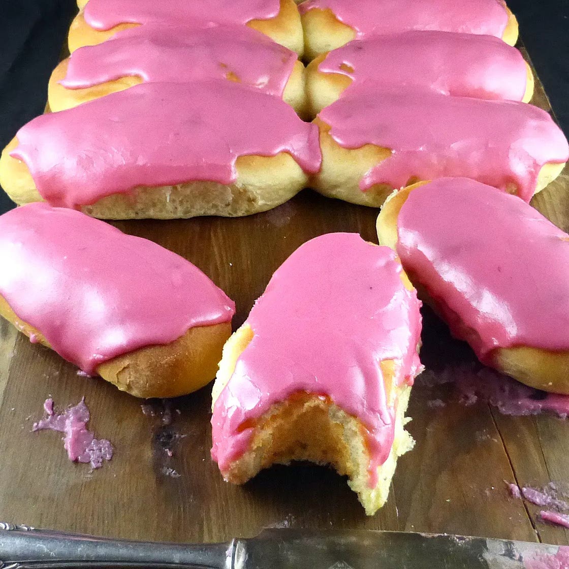 Simple Blackberry Iced Finger Buns (from scratch)