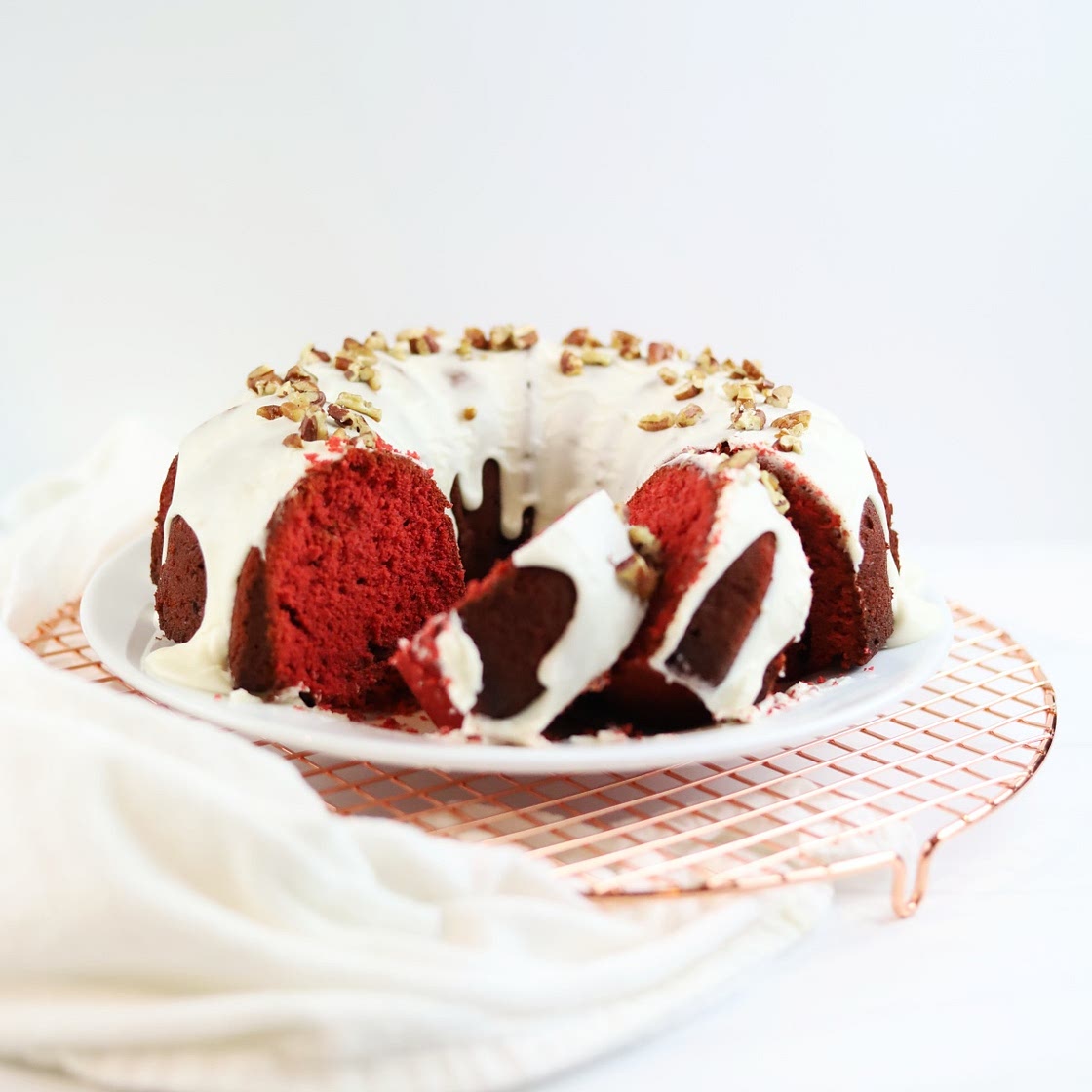 Moist Red Velvet Bundt Cake with Cream Cheese Glaze recipe