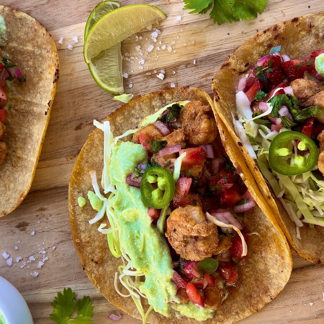 Shrimp Tacos with a Strawberry Salsa
