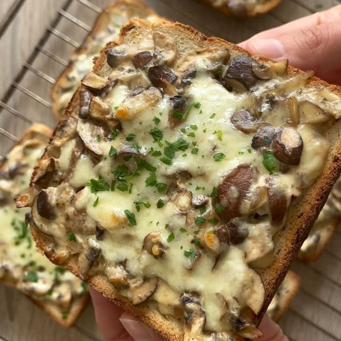 Tartines forestières champignons et mozzarella