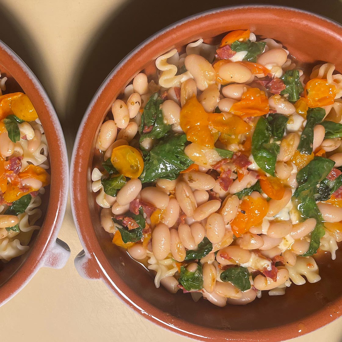 Saucy White Beans with Spinach