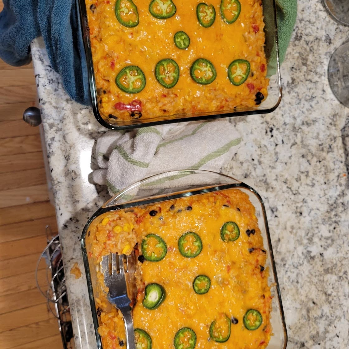 Healthy Vegetarian Mexican Casserole with Rice & Beans