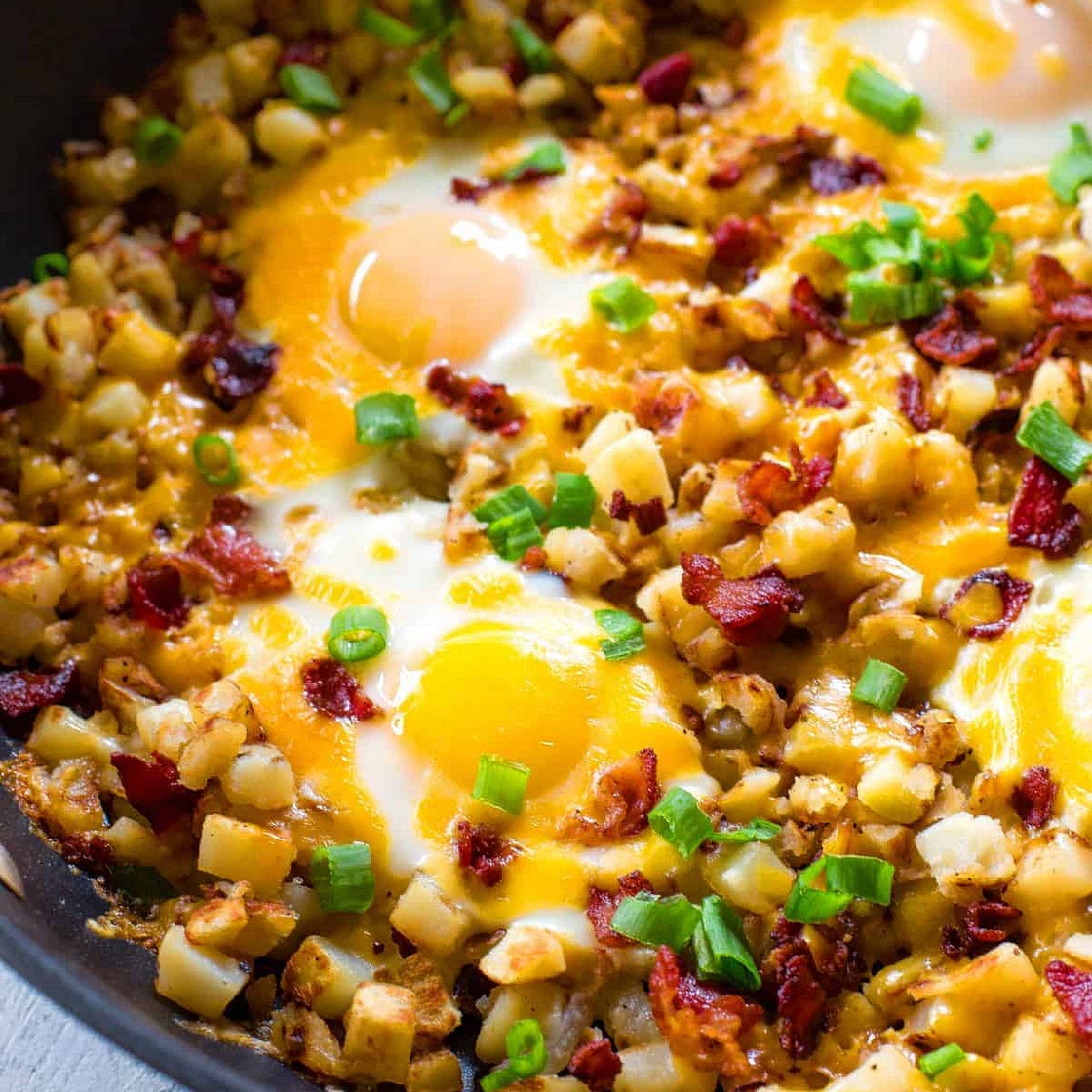 Potato Hash with Bacon & Eggs