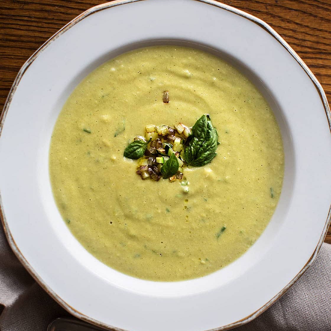 Potage zucchini et basilic