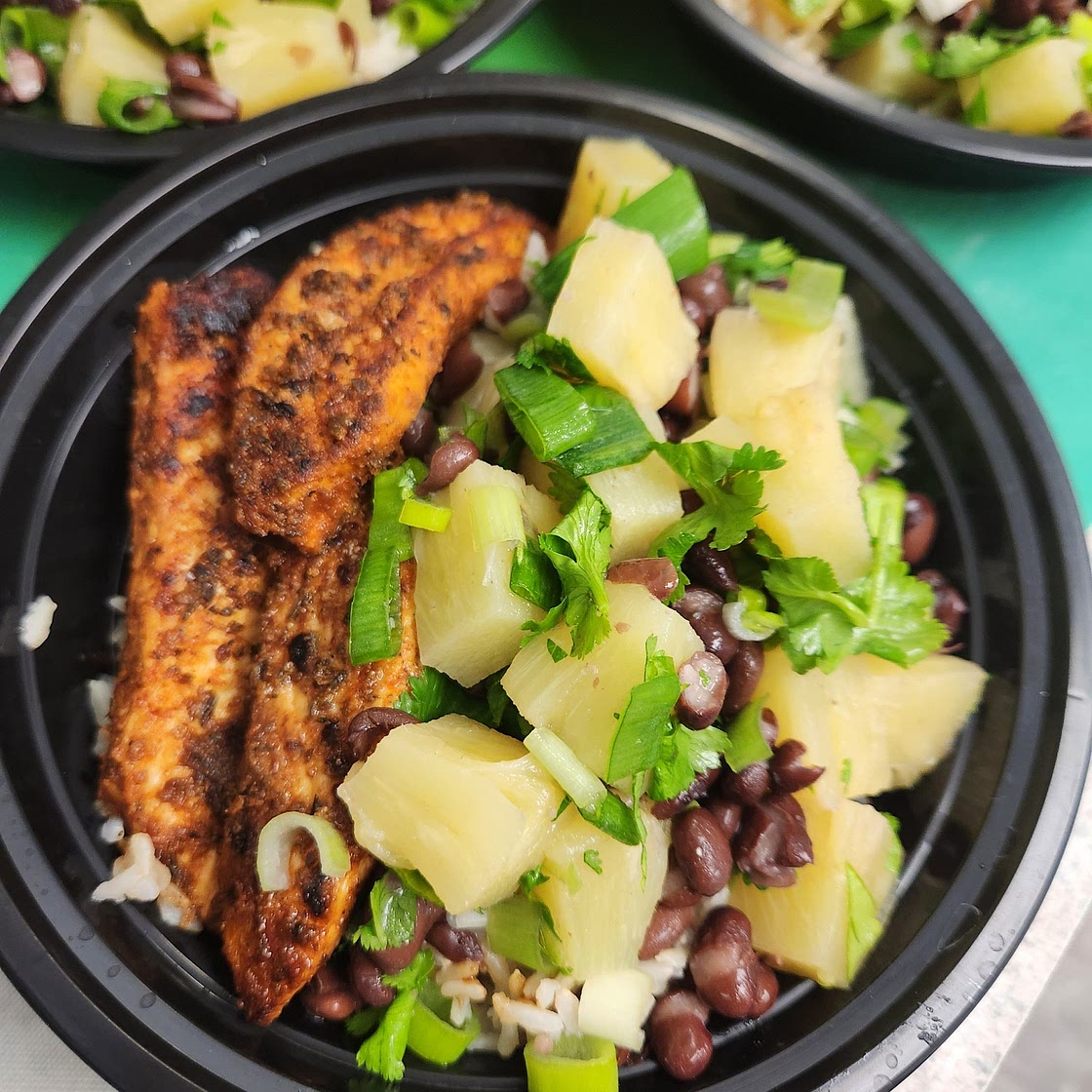 Jerk Chicken with Pineapple Black Bean Salsa (Low Sodium/Diabetic Friendly/Gluten Free/Dairy Free)