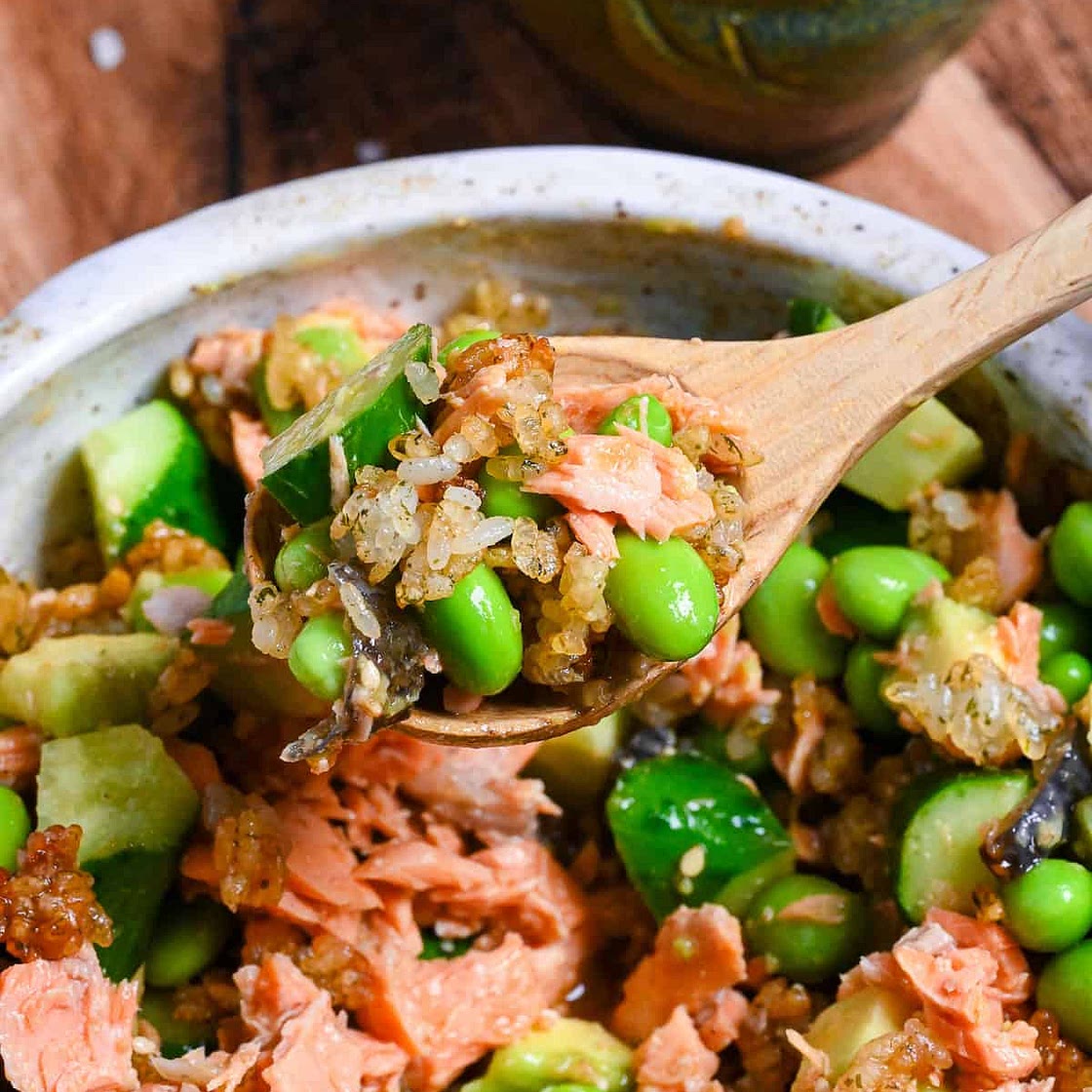 Crispy Rice Salad with Salmon Recipe (Japanese Flavor Twist)