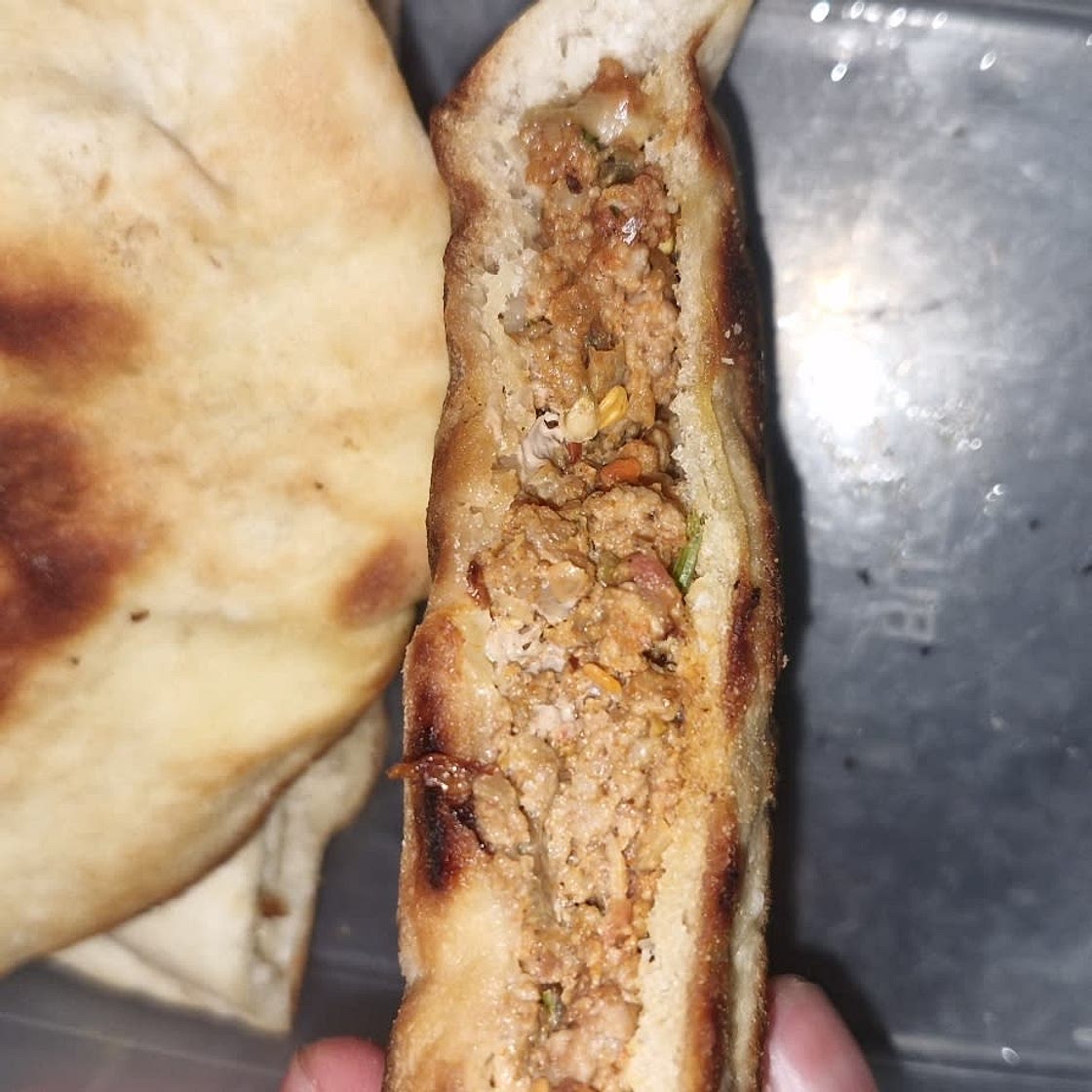 Arayes with Cheese (Meat Stuffed Pitas)