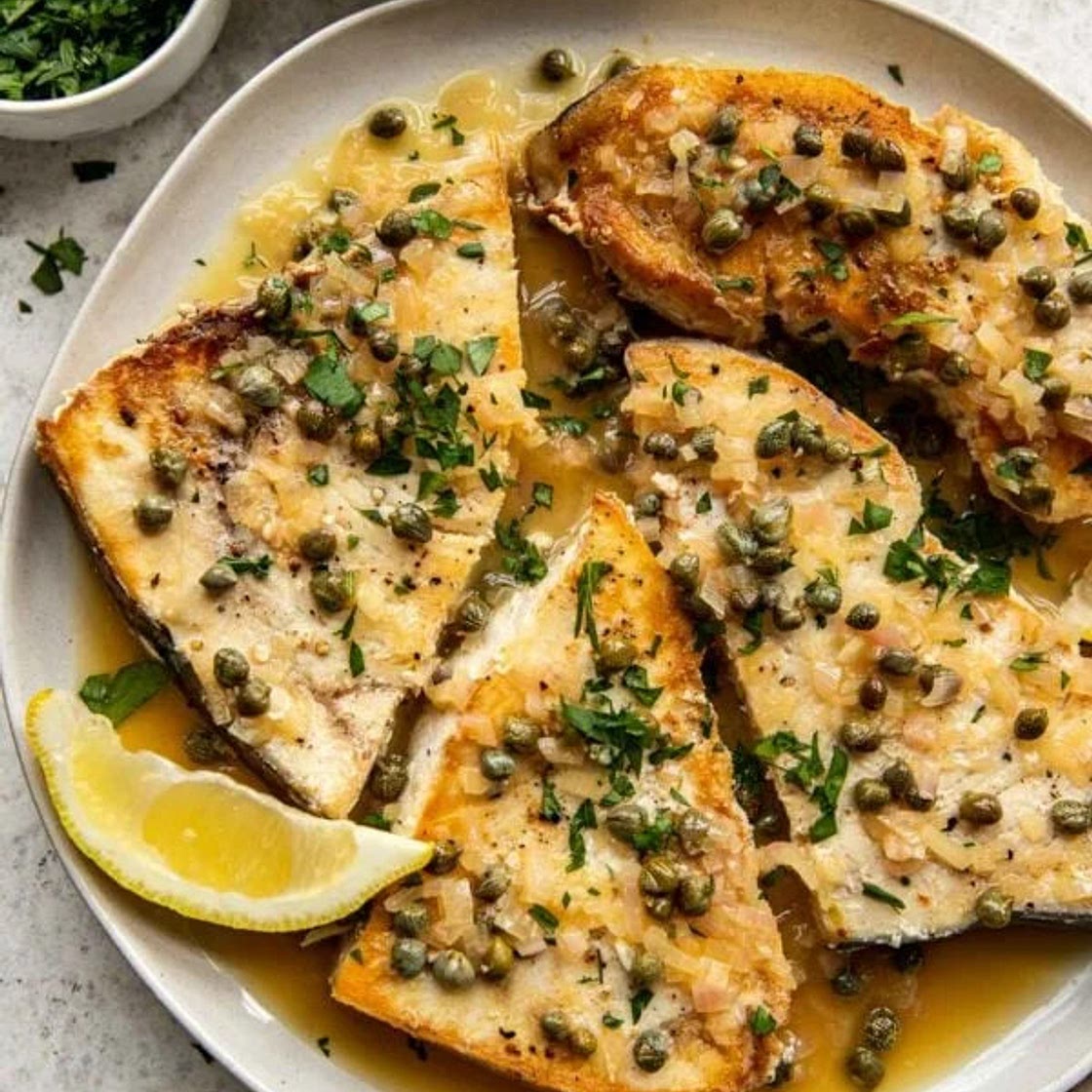 25-Minute Pan-Seared Swordfish with Lemon Caper Sauce