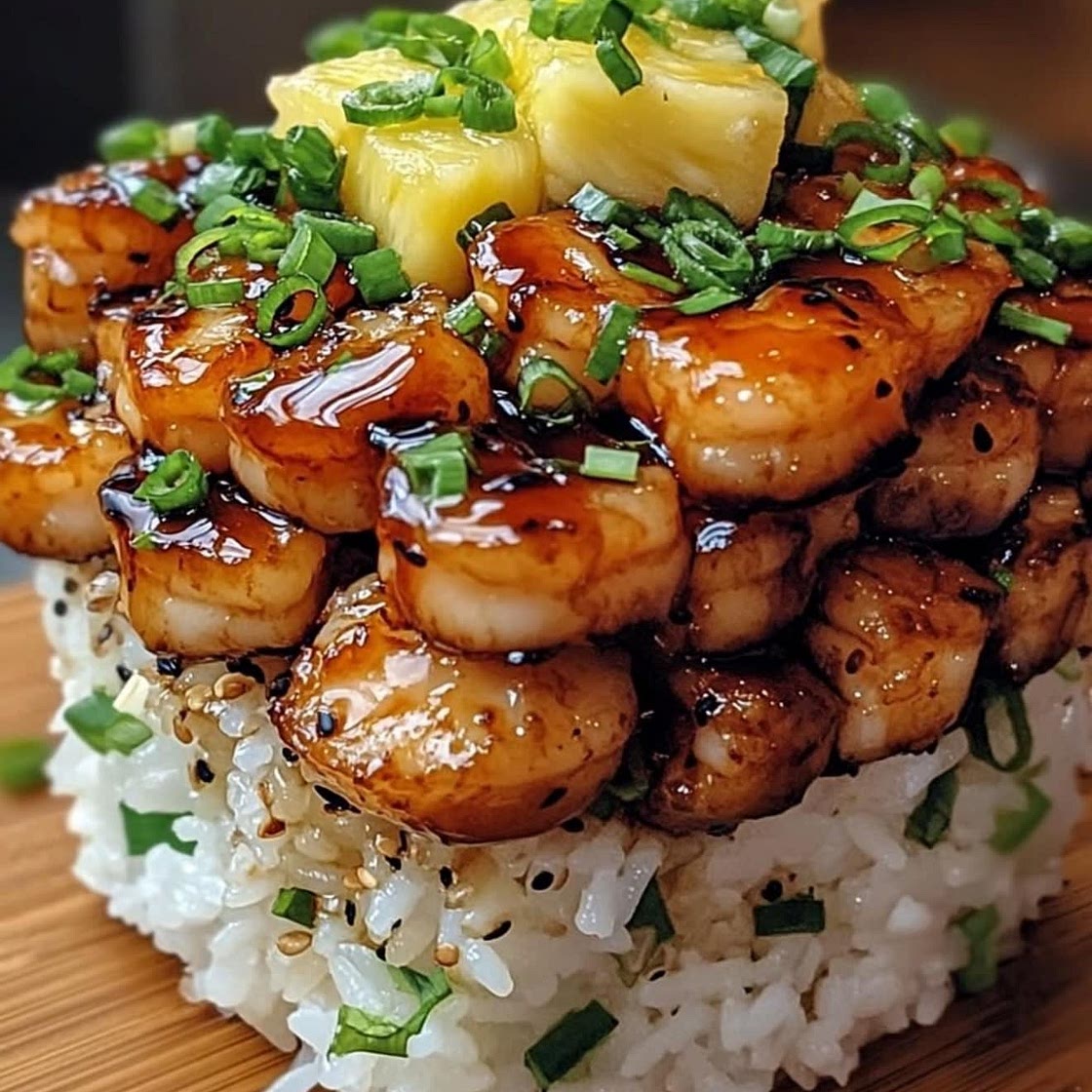 Pineapple Teriyaki Shrimp Rice Bowl
