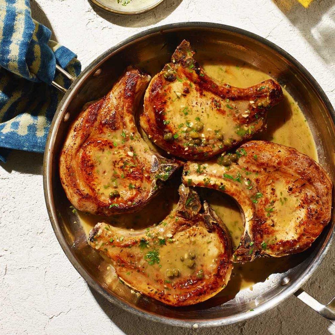 Pork Chops in Lemon-Caper Sauce