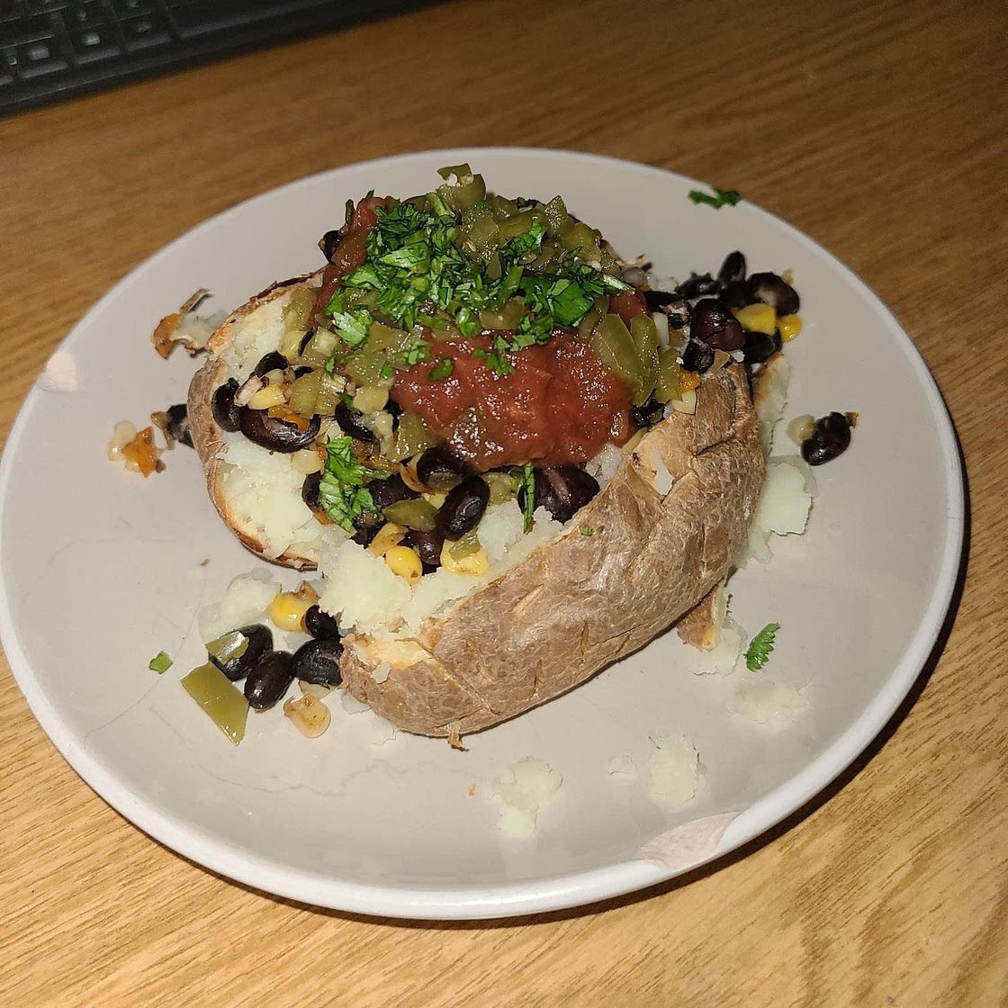 Stuffed Potatoes with Salsa & Beans