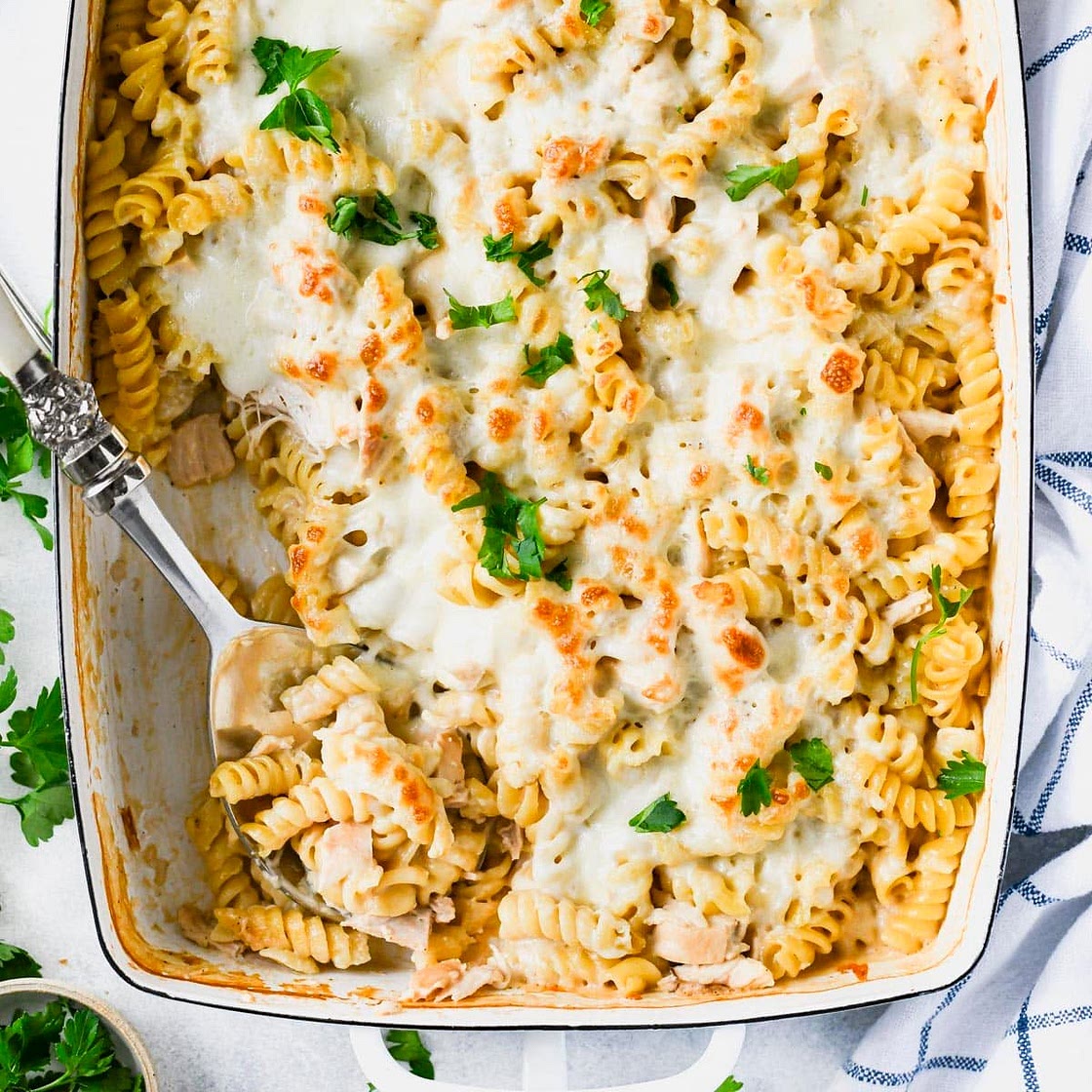 Dump-and-Bake Chicken Alfredo Casserole