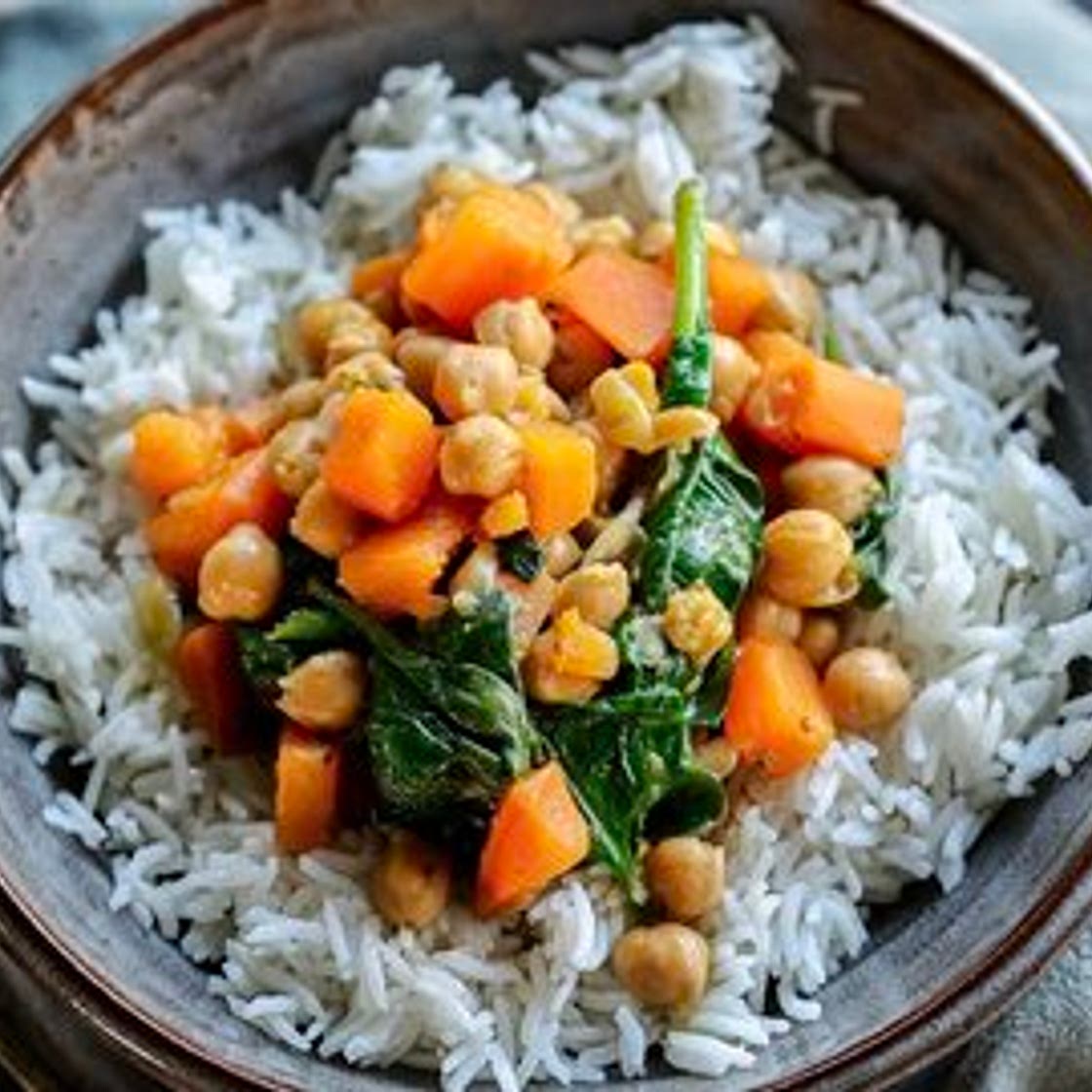 Thai Sweet Potato & Chickpea Green Curry