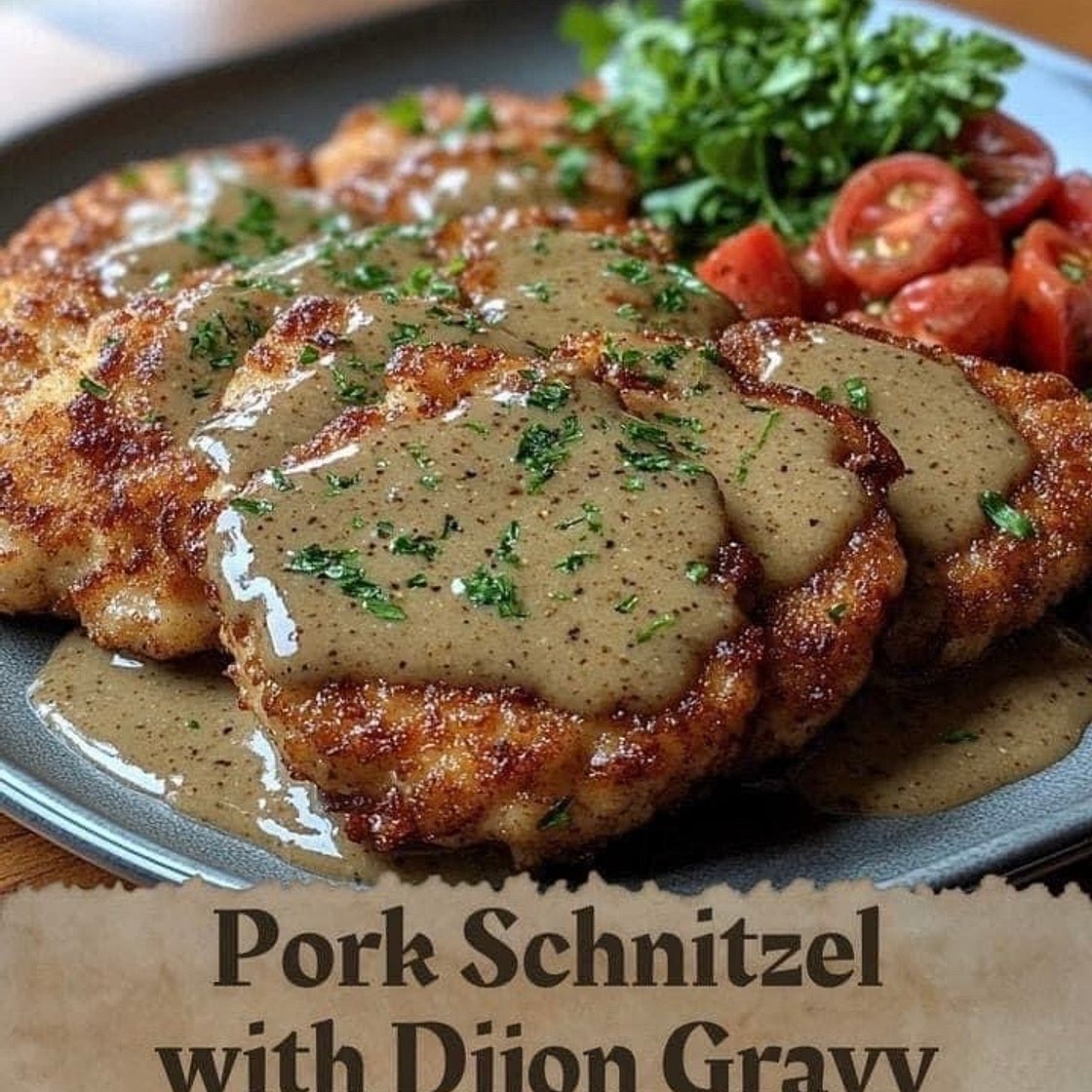 Pork Schnitzel and Dijon Gravy