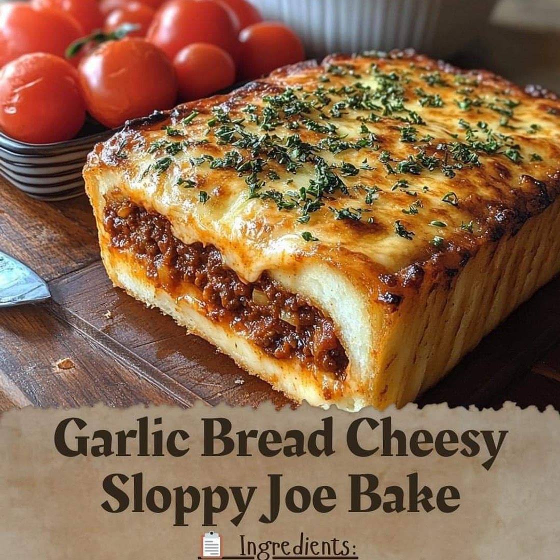 Garlic Bread Cheesy Sloppy Joe Bake