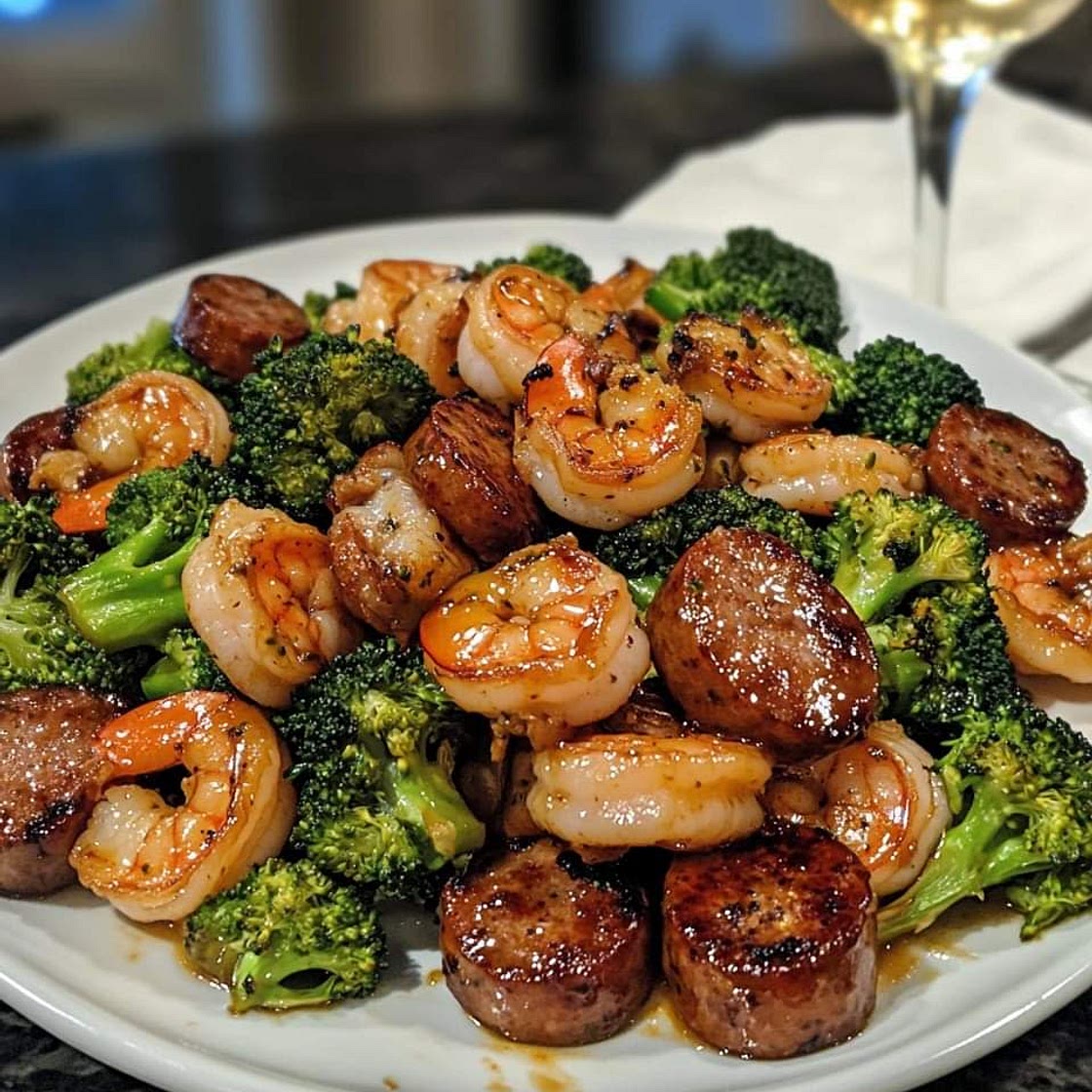 Honey Garlic Shrimp, Scallop, Sausage & Broccoli