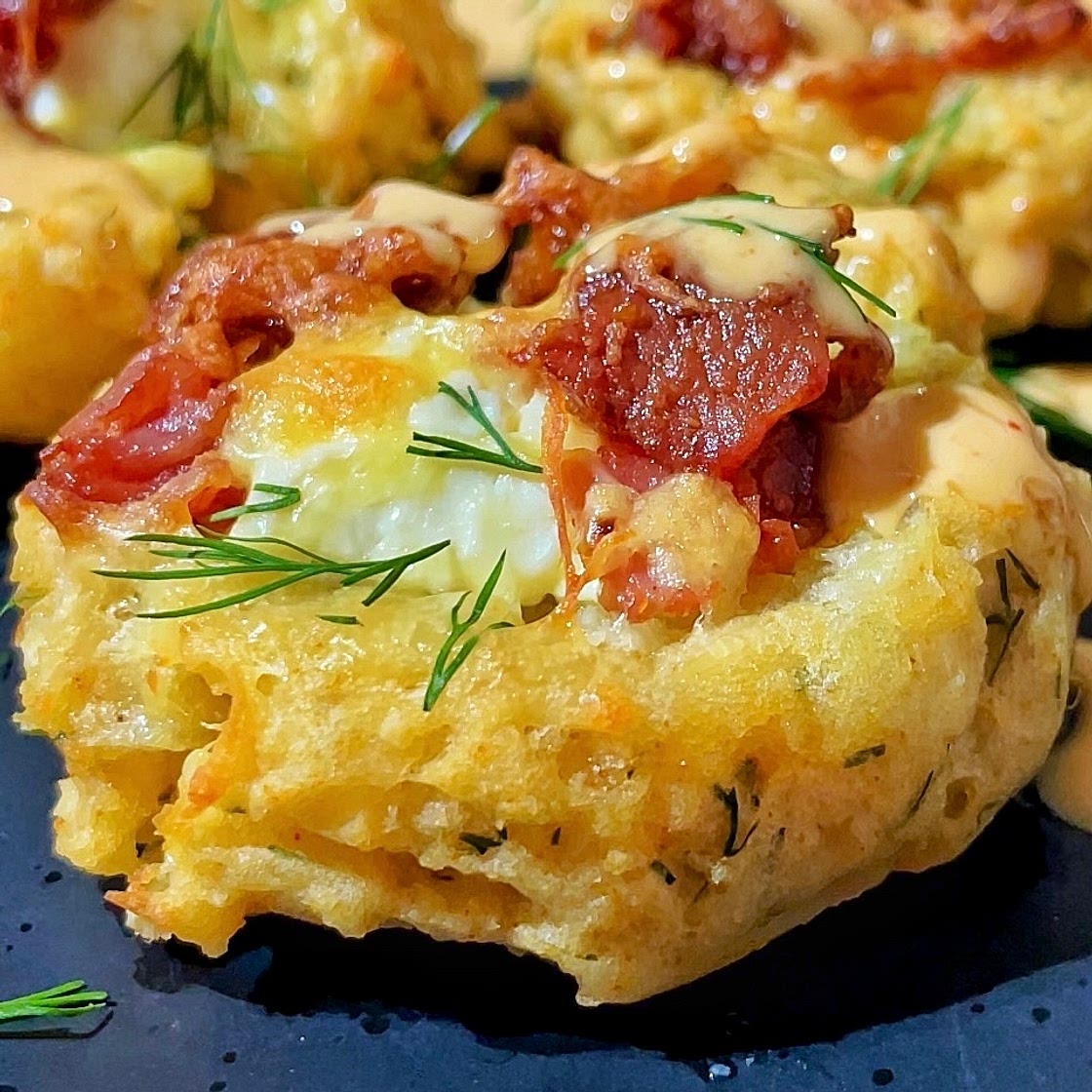 Feta & bacon potato cups