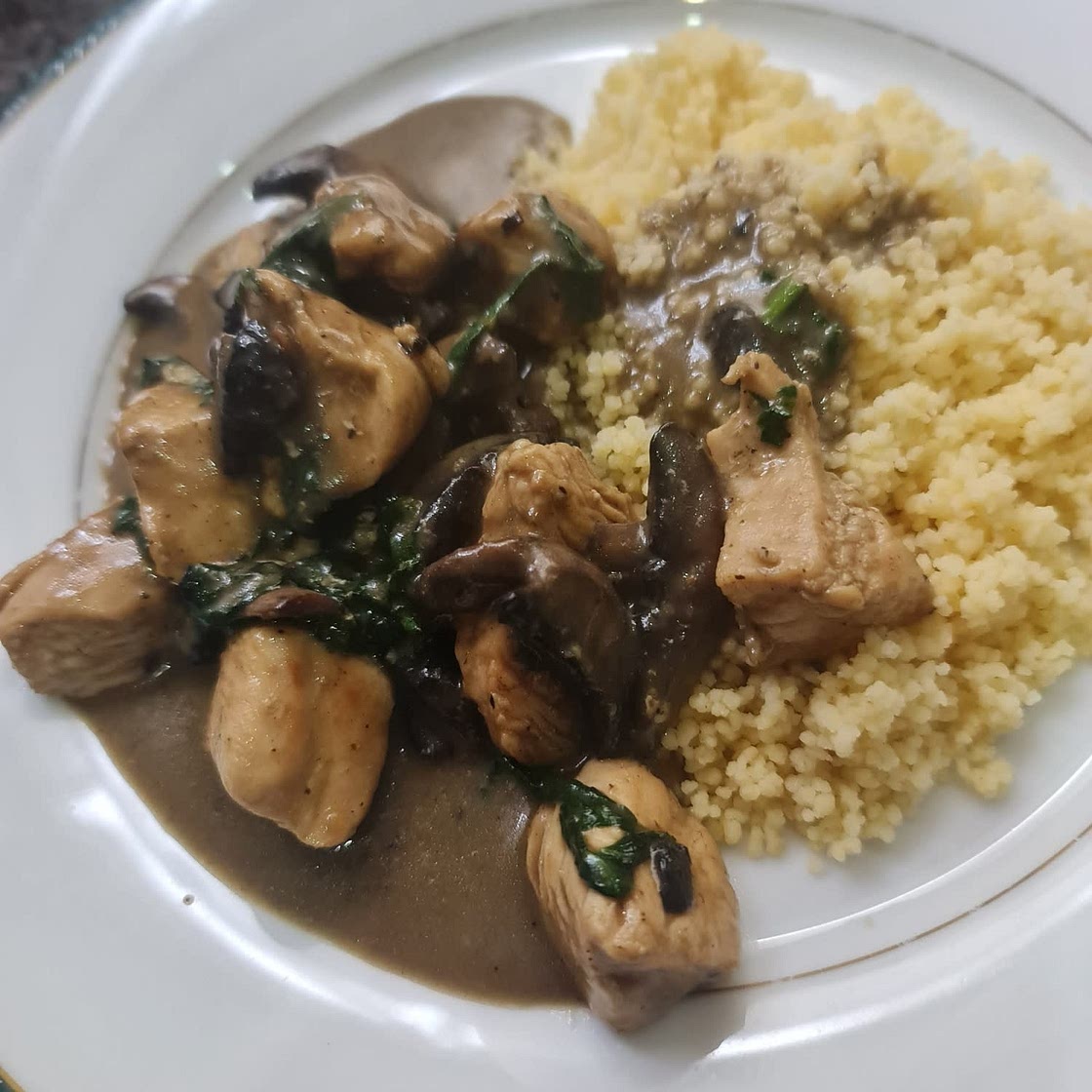 Chicken and Spinach in Creamy Parmesan Mushroom Sauce