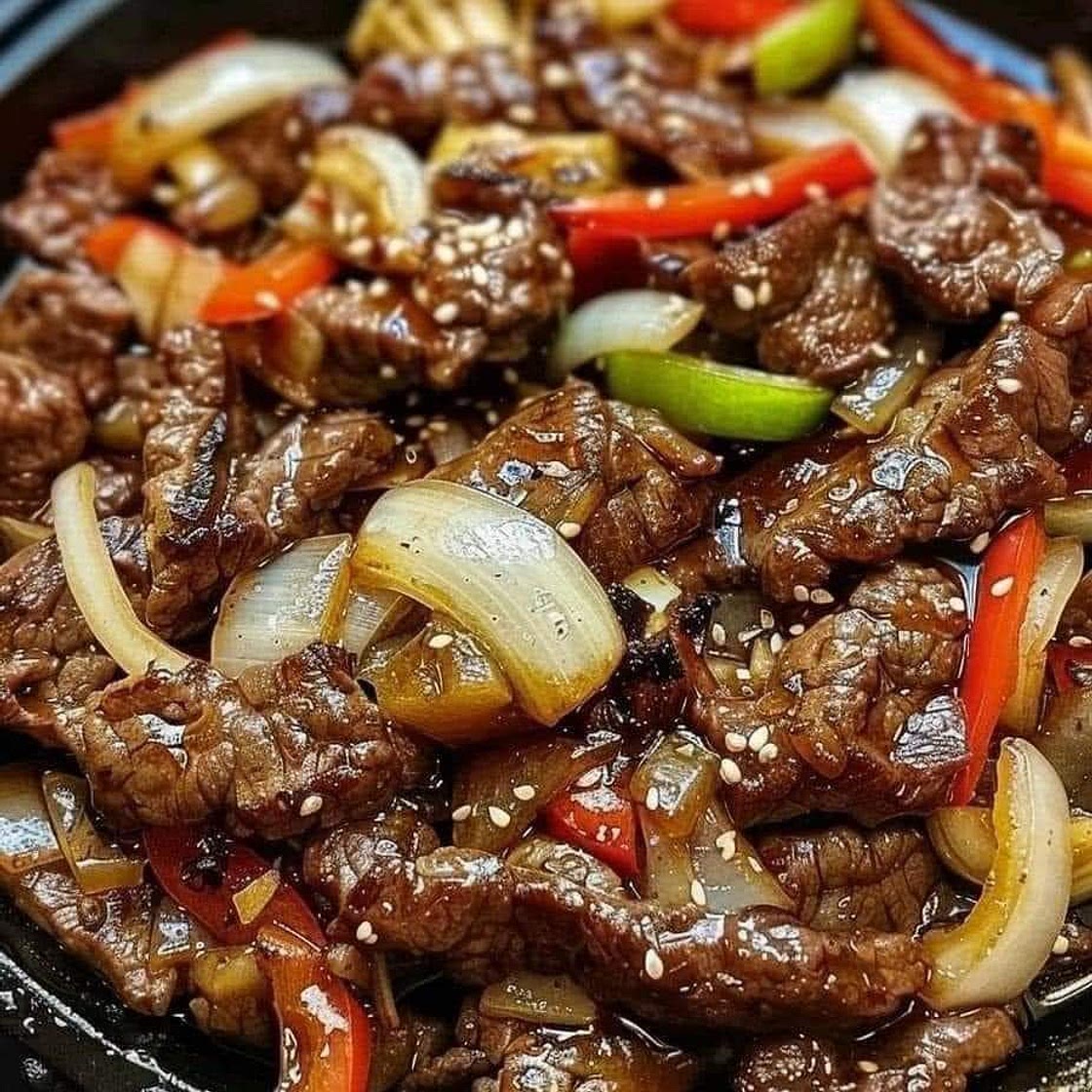 Sizzling Chinese Pepper Steak with Onions
