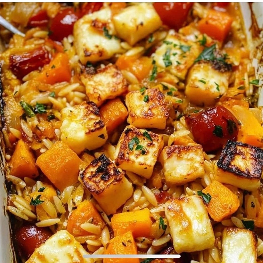 Halloumi & Butternut Squash Orzo Bake