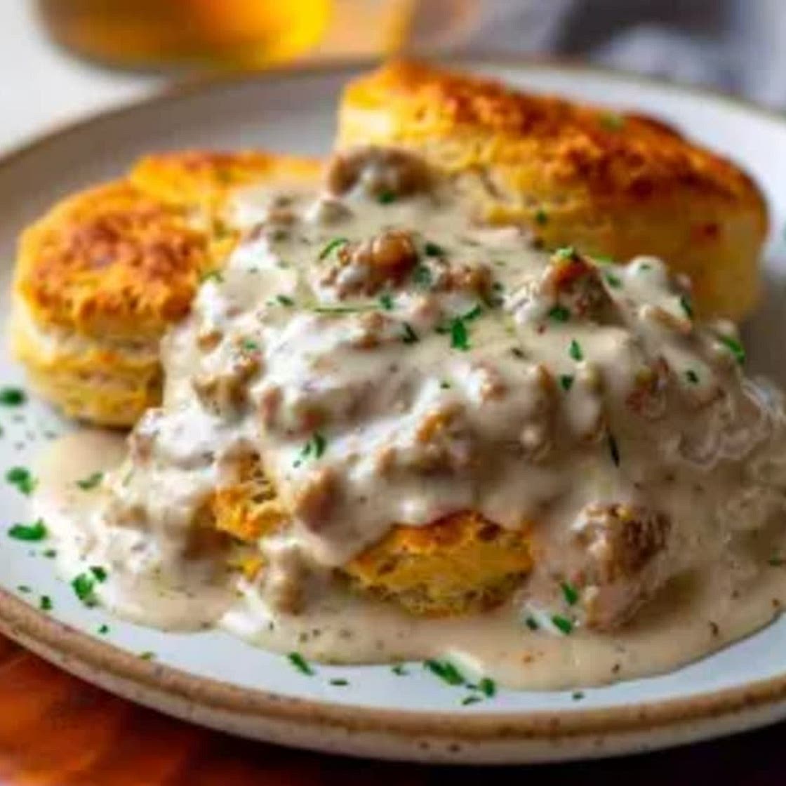 Buttermilk Biscuits with sausage and gravy