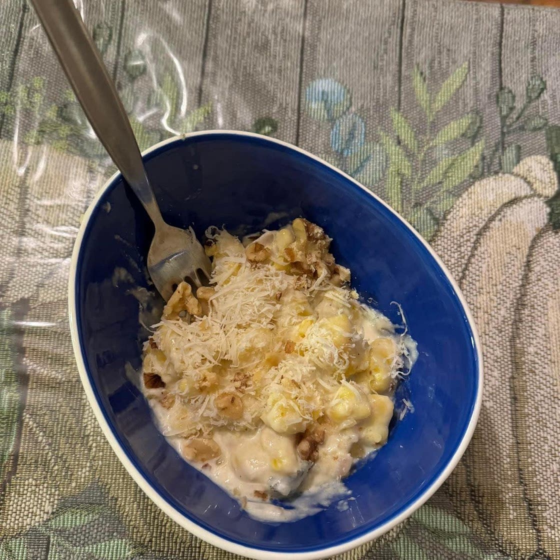 Pumpkin gnocchi with gorgonzola cheese sauce