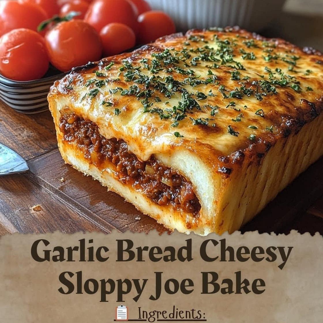 Garlic Bread Cheesy Sloppy Joe Bake