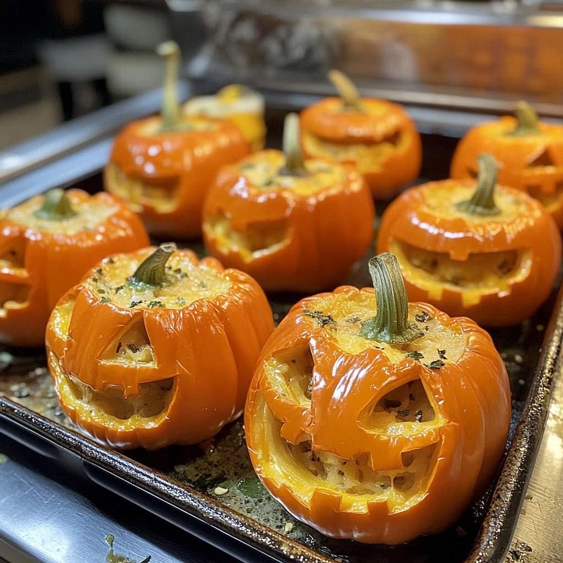 Stuffed Jack-o-lantern Bell Peppers