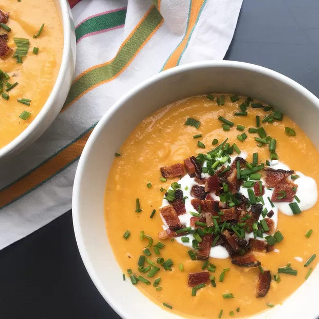 Potato-Parsnip Soup with Greek Yogurt and Turkey Bacon