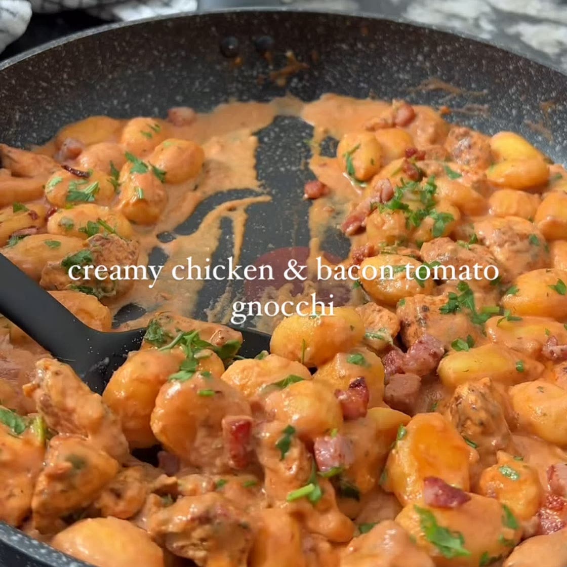 Creamy chicken and bacon tomato gnocchi