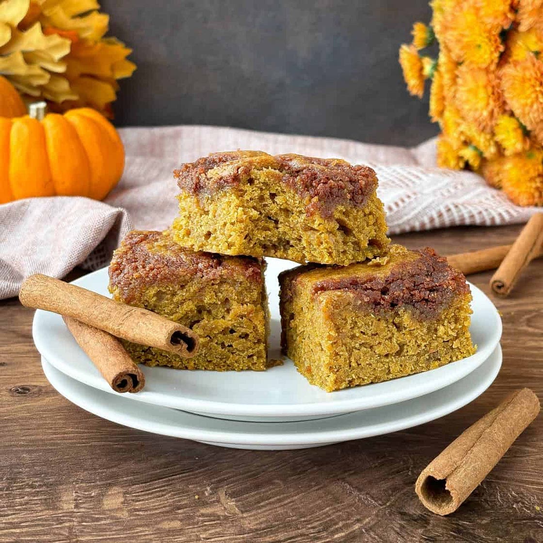 Pumpkin Blondies with Cinnamon Swirl