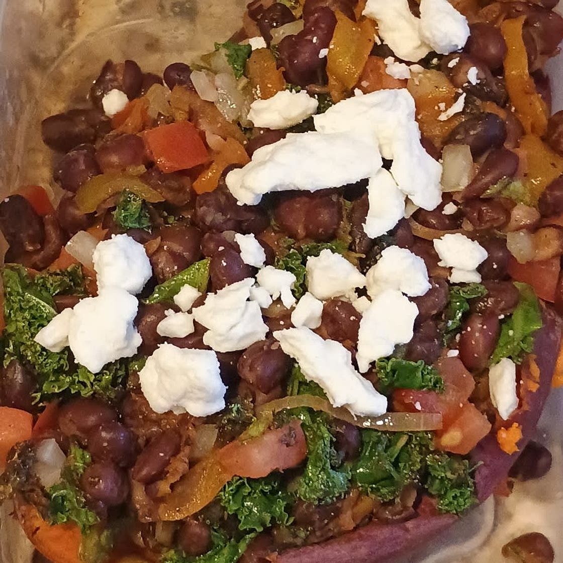 Stuffed Sweet Potato with Hummus Dressing