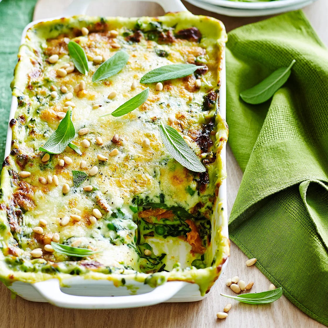 Roast pumpkin and spinach lasagne