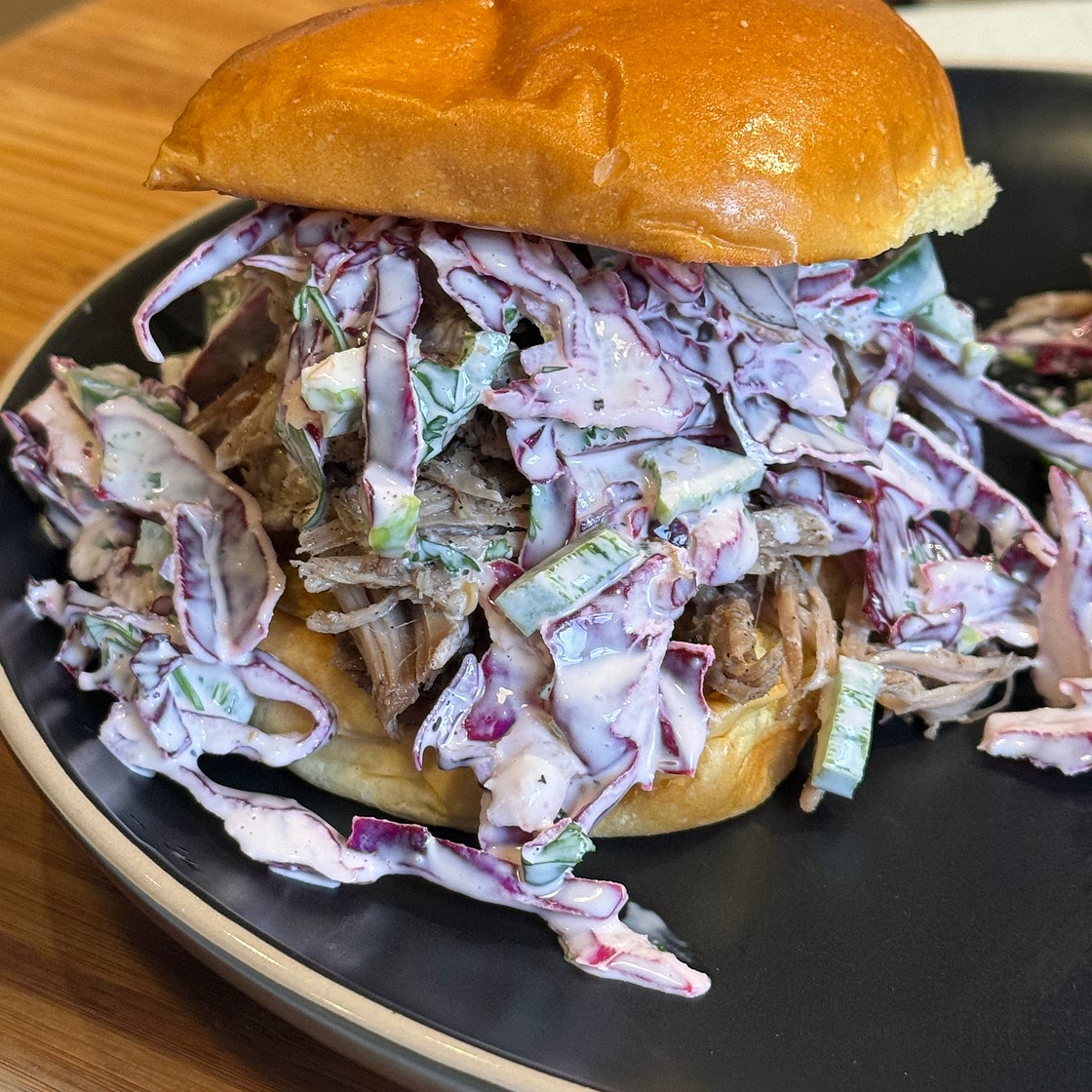 Coffee Pulled Pork Sandwich with Jalapeño Slaw