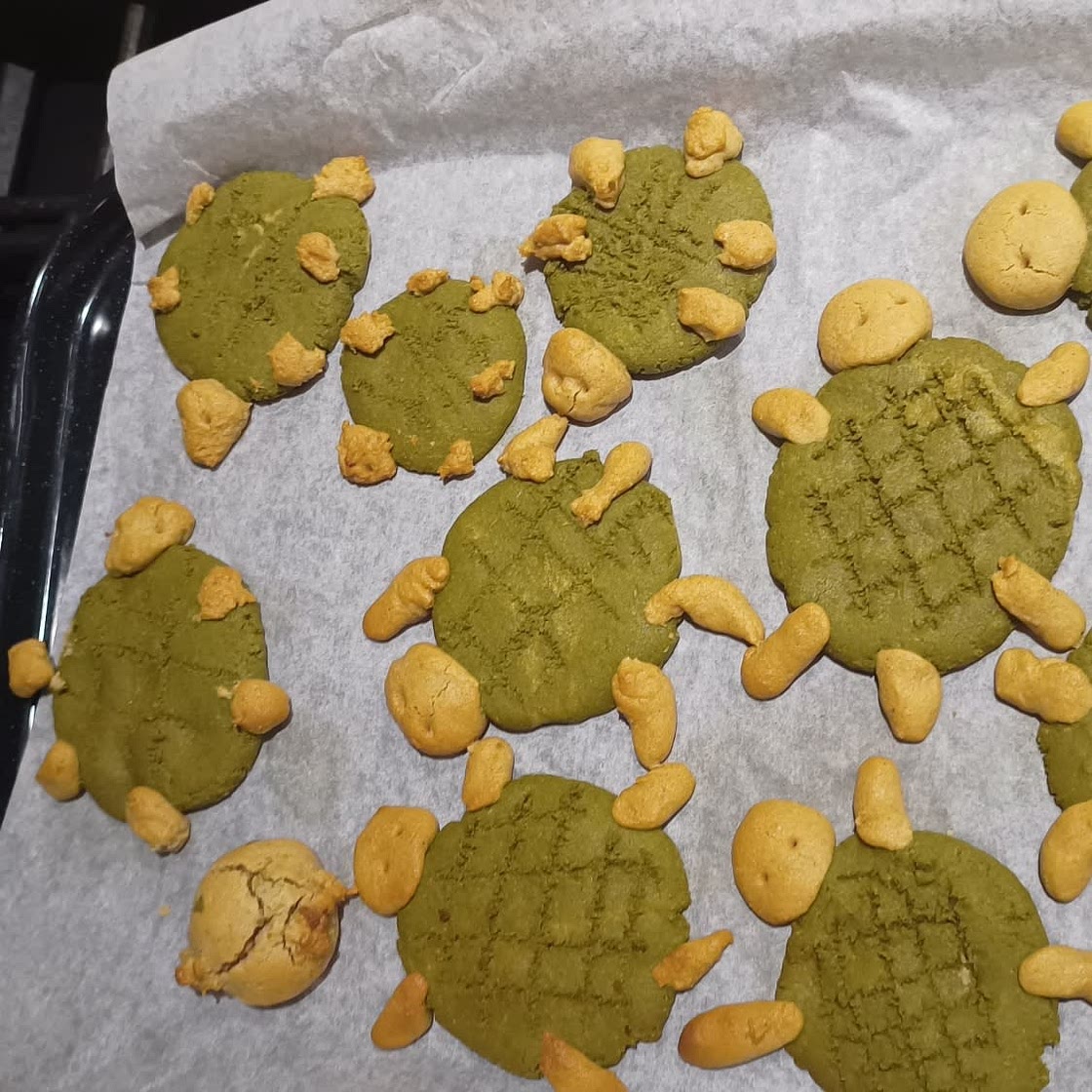 Turtle-Shaped Vegan Matcha Cookies (vegan, gluten free, wfpb)