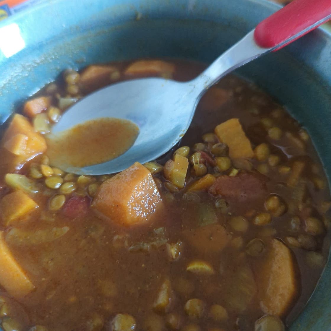 Moroccan Sweet Potato and Lentil Soup