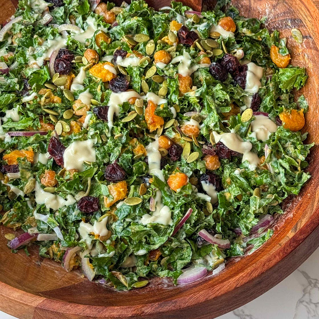 Roasted Butternut Squash Kale Chickpea Salad