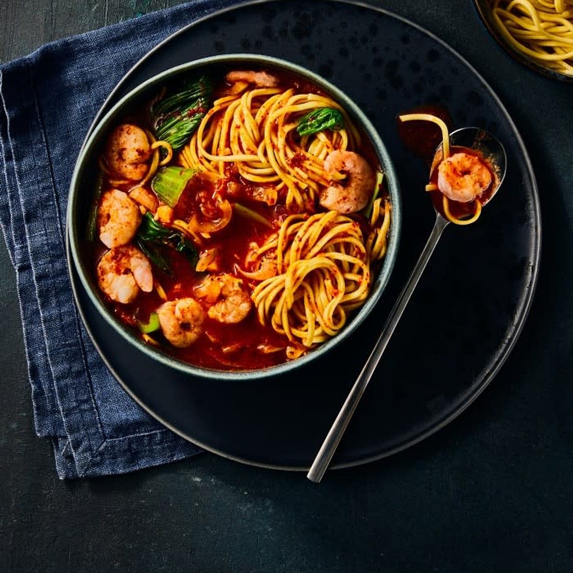 Korean-Style King Prawn Jjam-Pong Noodle Soup