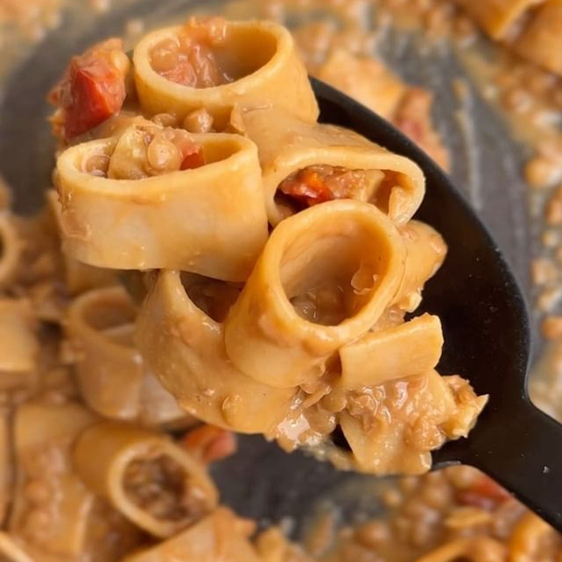 PASTA CON LENTICCHIE, NOCI E POMODORI SECCHI