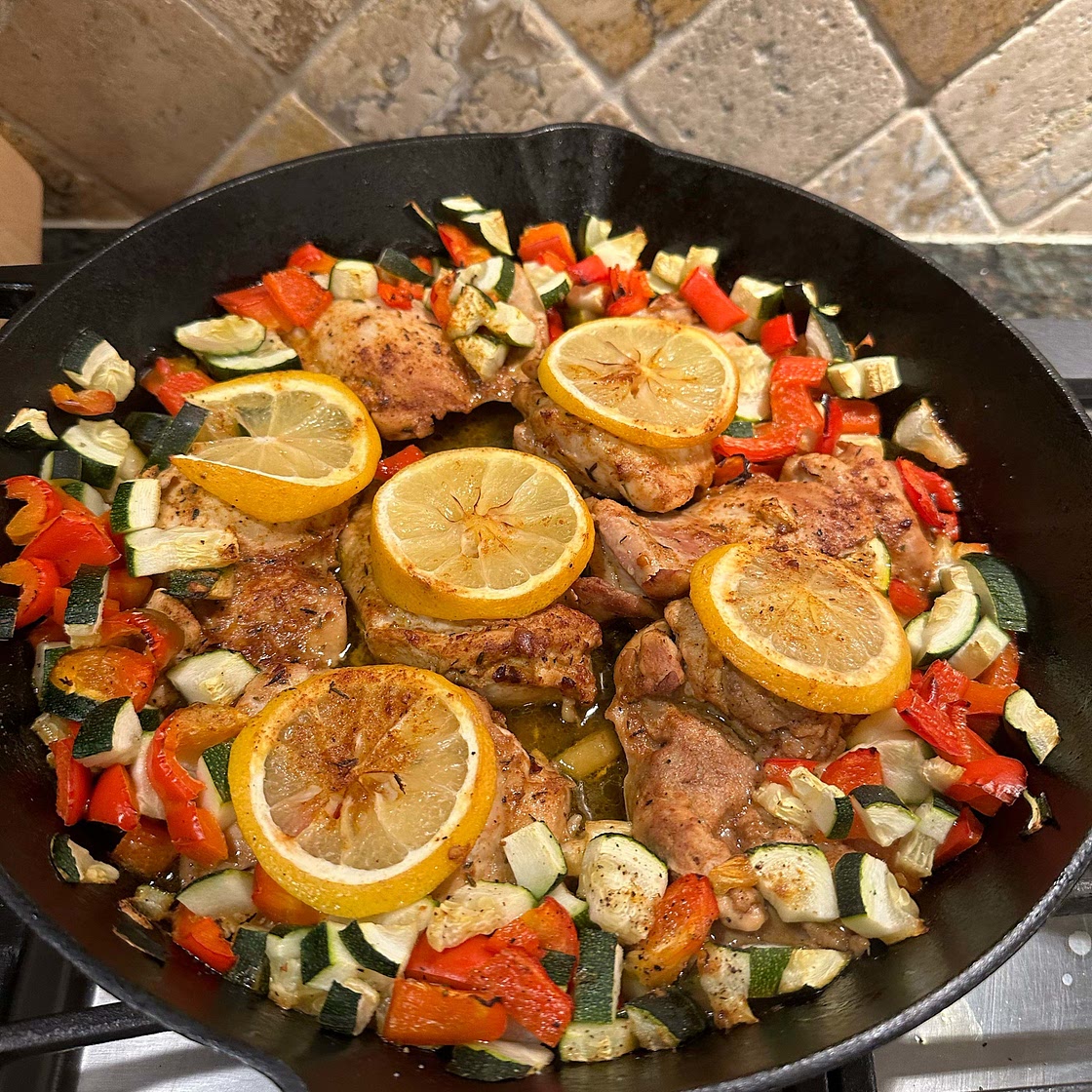 One Skillet Keto Portuguese Style Chicken