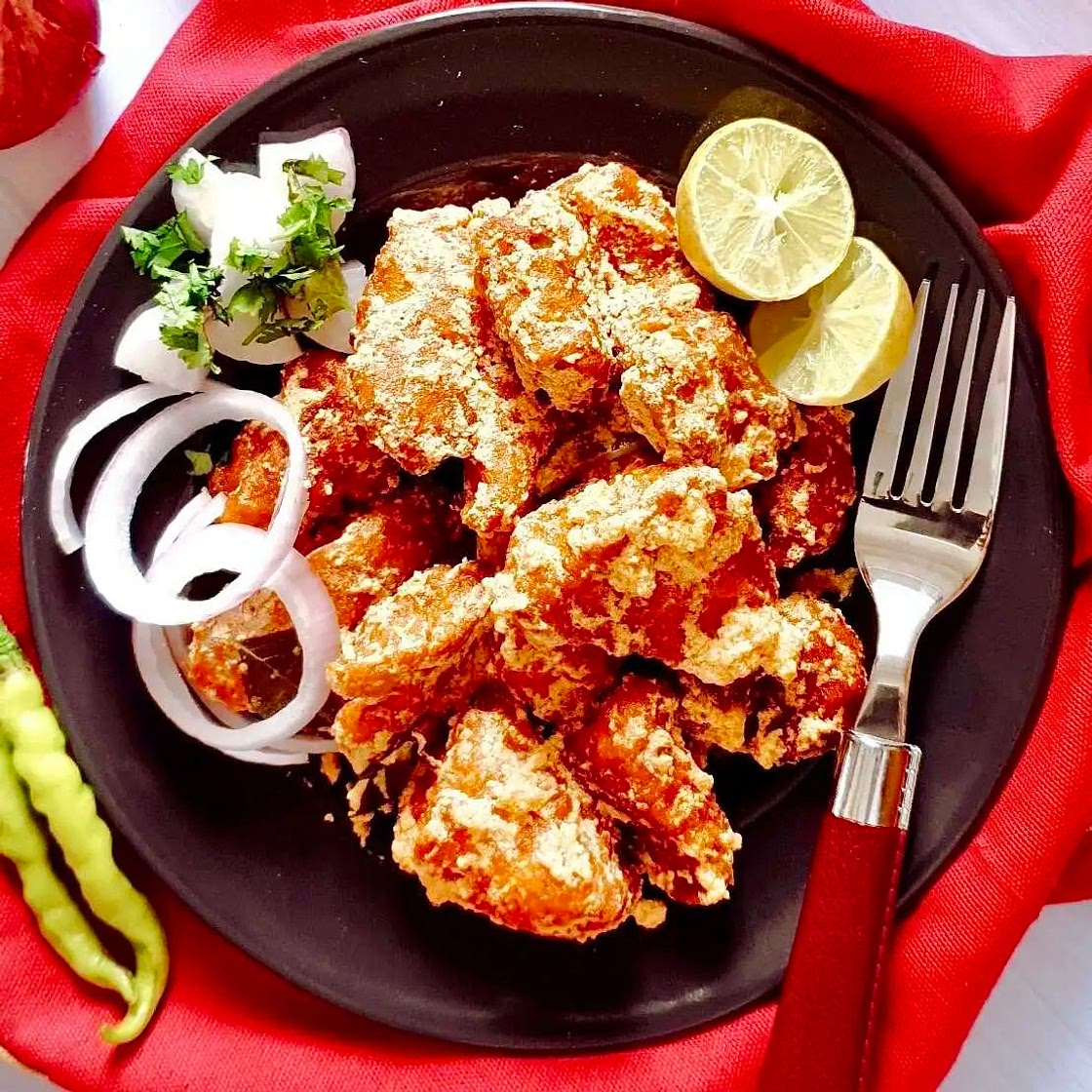 EASY Crispy Fried Indian Chicken Mixed with Tangy Sauce Recipe