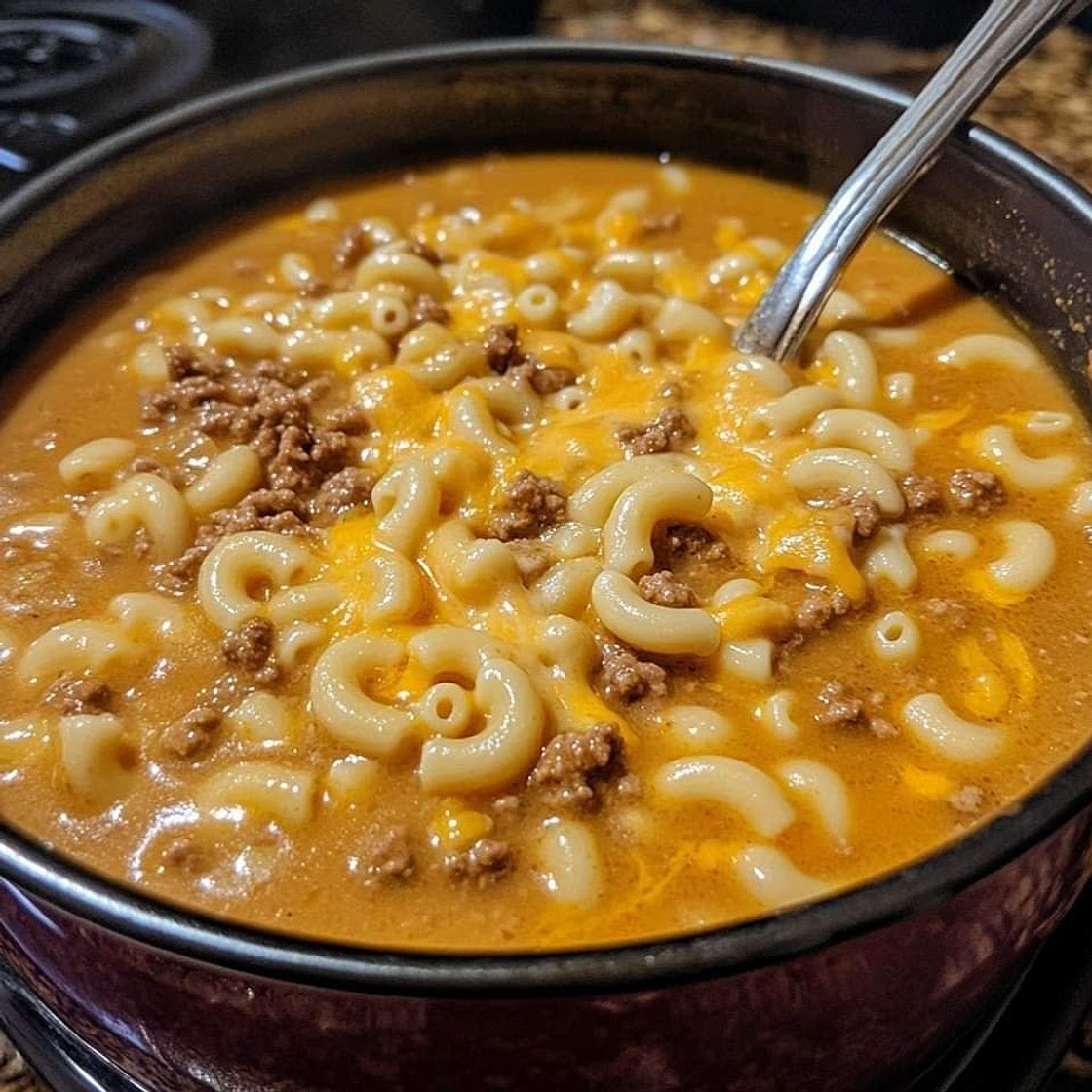One-Pot Macaroni Cheeseburger Soup 🍔🥣 (No Velveeta!)