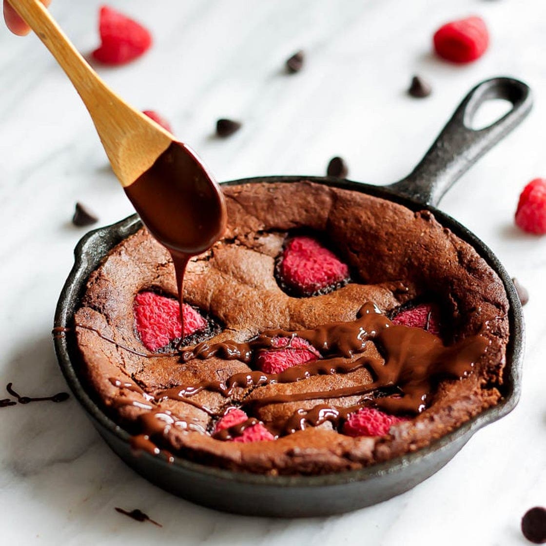 Small Batch Paleo Almond Flour Brownies with Raspberries