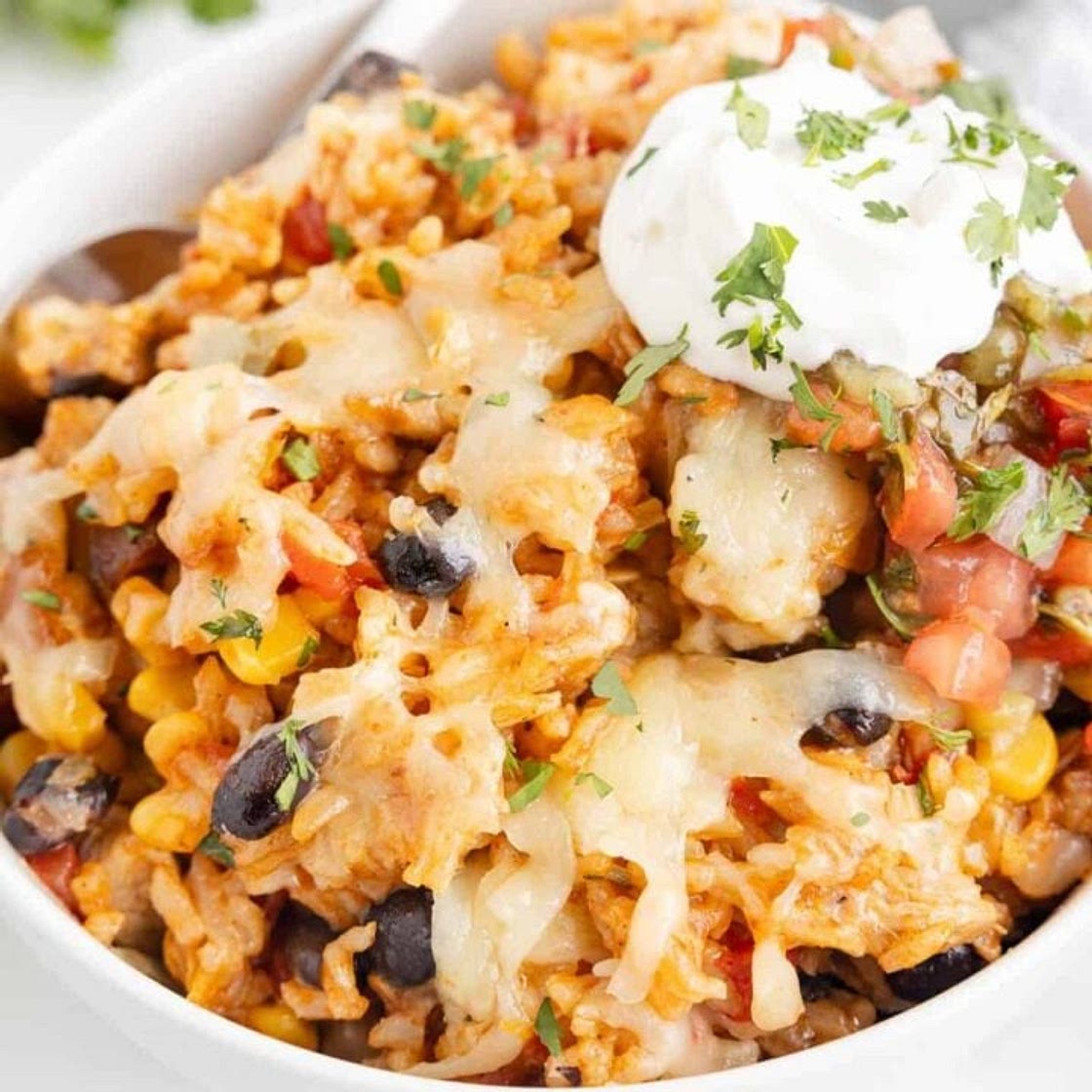 One Pan Cheesy Taco Chicken and Rice