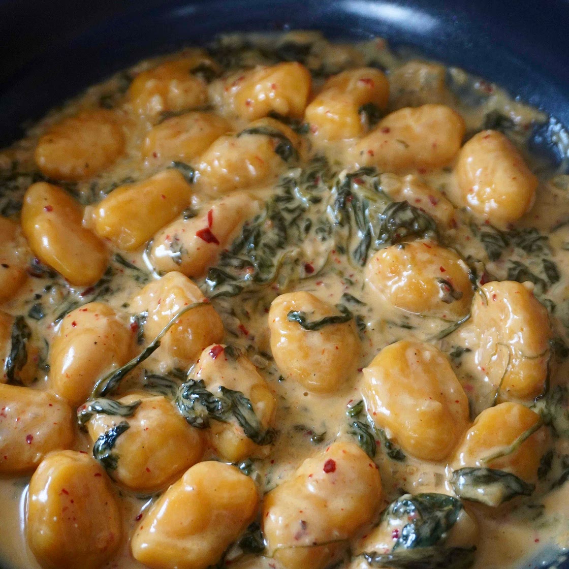 Pumpkin spinach gnocchi
